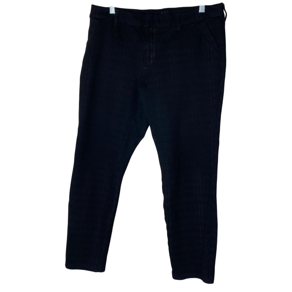KUT from the Kloth Skinny Dress Pants Black Subtle Plaid Stretch Womens Size 14